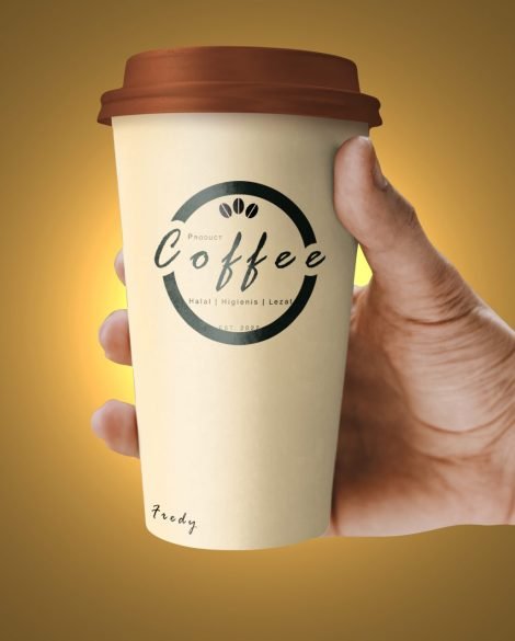 Free Hand Holding Paper Coffee Cup Mockup PSD
